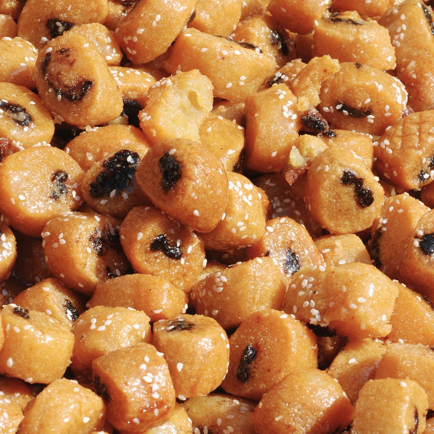 Close up of makrouds date-filled and honey-glazed pastries- Lawza - Bay Area, California