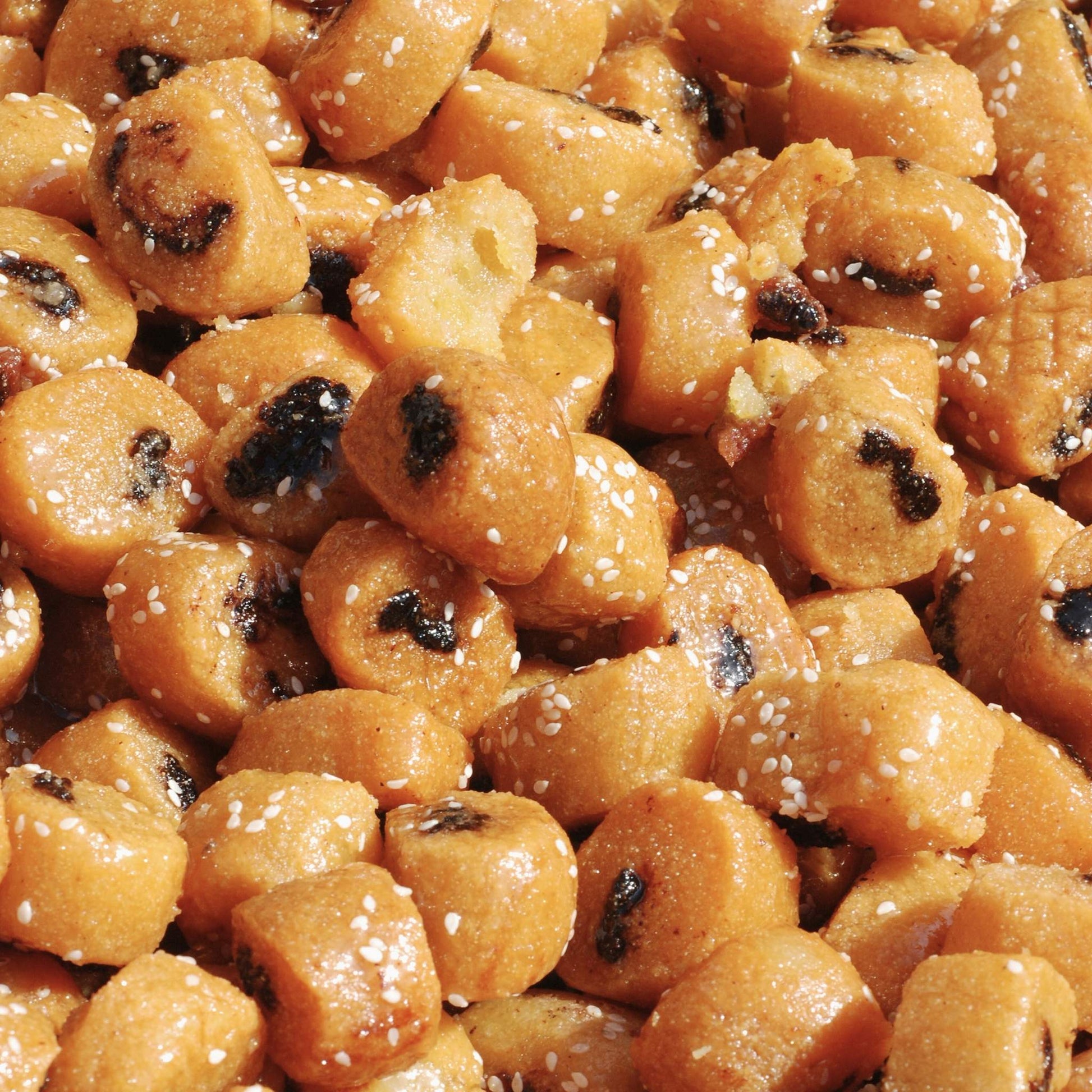 Close up of makrouds date-filled and honey-glazed pastries- Lawza - Bay Area, California