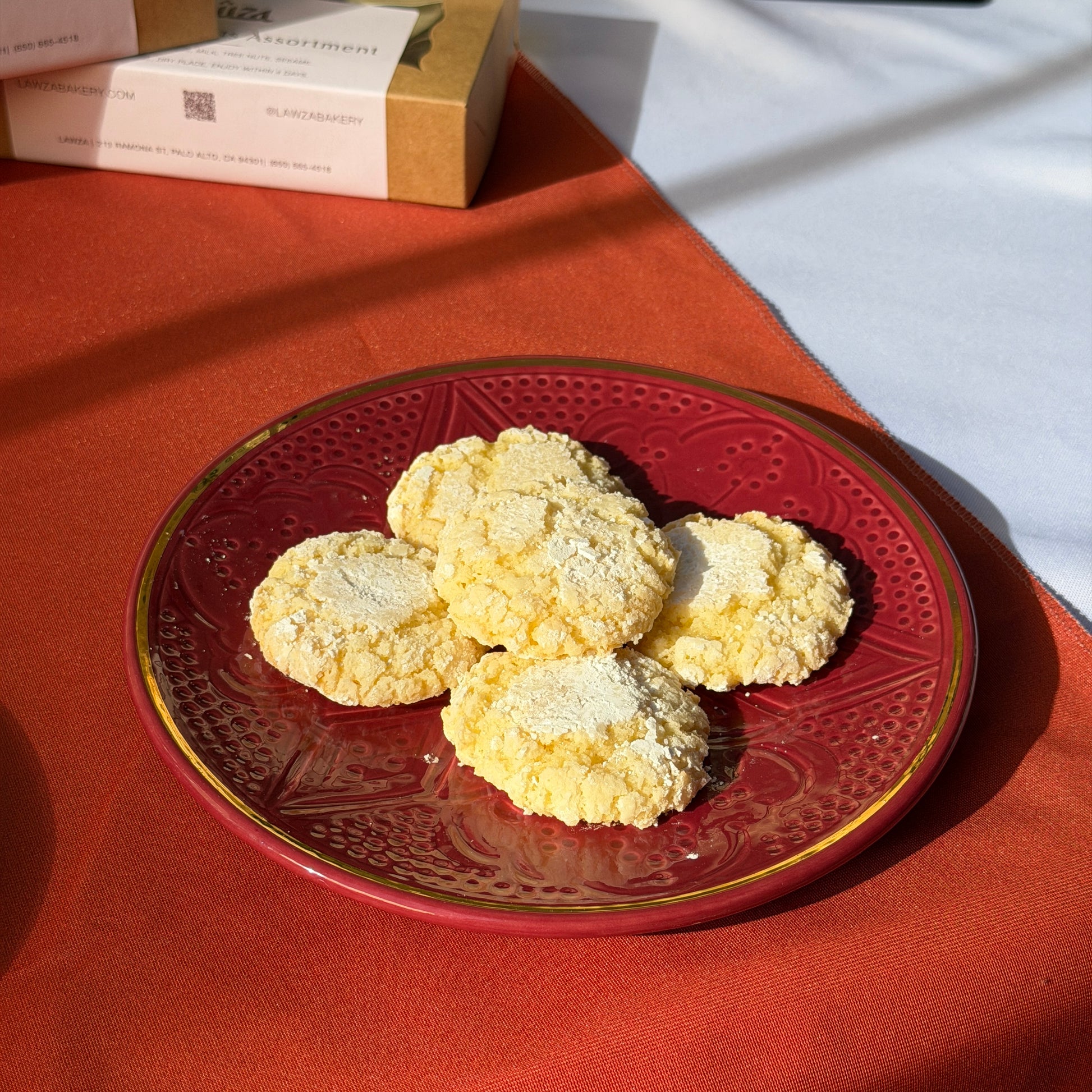 Close-up of coconut ghriba. Lawza, Moroccan Bakery, Bay Area